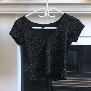 floral forever 21 cropped t shirt